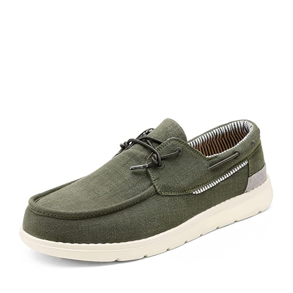 Minimalist Men's Slip On  Canvas Loafers - OLIVE GREEN -  0